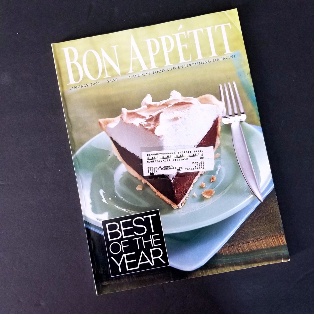 Bon Appetit Magazine January 2001 Best of the Year Chocolate Cream Pie Vintage‎
